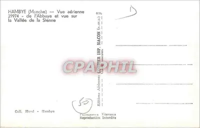Hambye (Manche) — Vista aérea da Abadia e vista da Vale da Sienne — Éditions Hurel — Verso