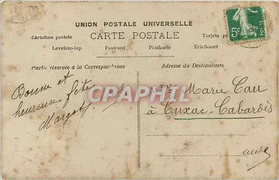 Kobieta w niebieskiej sukni trzymająca koszyk z kwiatami — 'Heureuse Fête' — Éditeurs d'Art, Paris, n° S 2188 — Rewers