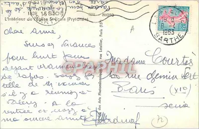 Wnętrze kościoła Świętego Ludwika (Prytanée) — wydawca C.A.P. — nr 151 — Rewers