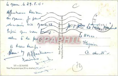 Le Mans — Widok panoramiczny (Prawy brzeg) — Imp. Fot. A. DOLIEAU — Le Mans — Rewers