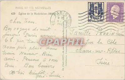 Kerk van de Madeleine — Parijs — Ed. d'Art Guy, n°429 — Achterkant
