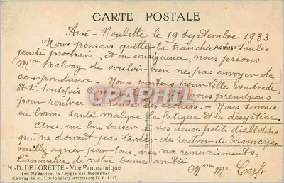 Avec-Noulette — Panoramiczny widok Krypta Nieznanych — Wydawca D.P.L.G. — Rewers