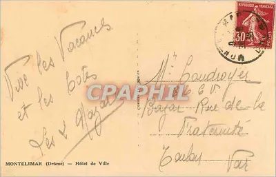 Montélimar — Hotel de Ville e fonte — Editor Cim — Verso