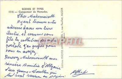 Acampamento de Nômades — Argélia — Edições Africanas, n°1215 — Verso