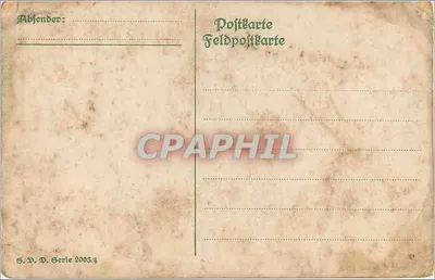 Casal em traje militar e civil — cartão postal militar alemão — S.D.D. Série 2003/4 — Verso