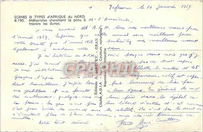 Méharistas procurando a pista através das dunas — Scènes & Types da África do Norte, n°8.190 — Éditions A. D. I. A. — Verso