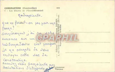 Wodospady Oued-Rhummel — Constantine — Éditions Photographiques JANSOL — Rewers