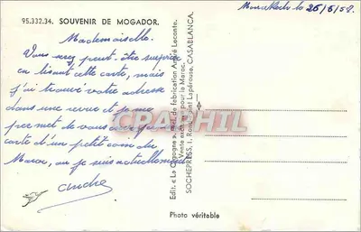 Mogador — Herinnering aan Mogador — Uitgever La Crique, n° 95.332.34 — Achterkant