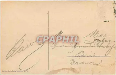 Jezioro Leman — widok panoramiczny z lokalizacjami i wysokością — Wydawnictwo Louis Burgy Lausanne — Rewers