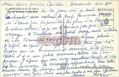 Mont-Louis (P.O.) — Pâturage de la jatte — editor Narbo, número de série não visível — Verso