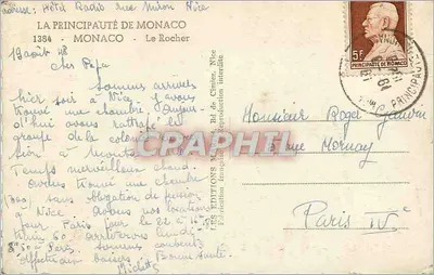 Vista de Mônaco — O Rocher — Edições Francesas — Verso