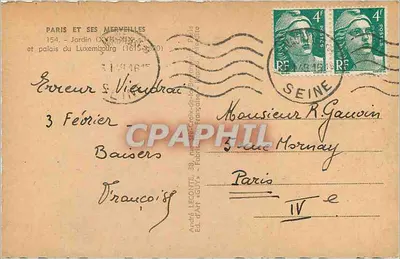 Jardim do Luxembourg — Palácio do Luxembourg (1615-1620) — Editor André Leconte — Verso