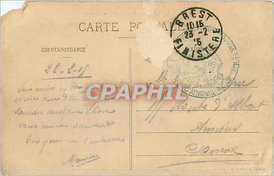 Stara pocztówka Brest — Kaszarnia Depozytu i statek Caledonien — Rewers