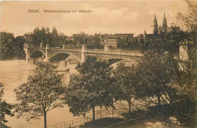 Basel. Wettsteinbrücke mit Münster.