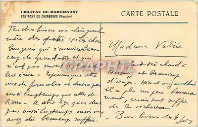 Zamek w Martinvast — okolice Cherbourgu (Manche) — Karta pocztowa — Rewers