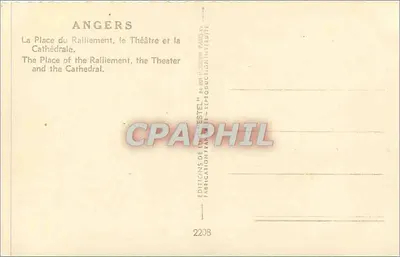Angers — Plaza del Rallentamiento, el Teatro y la Catedral — Ediciones de l'Estel, n° 2208 — Reverso
