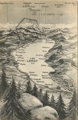 Lago Léman — Vista panorâmica — Carte postale illustrée