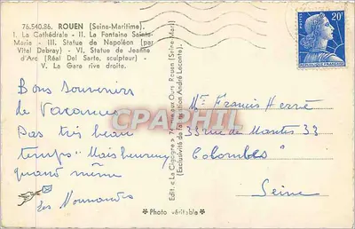 Rouen — Vista panorámica — Ed. La Cigogne — Reverso