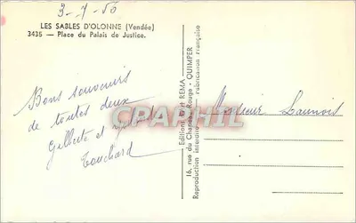 Les Sables-d'Olonne — Plac Sądu — Wydawnictwo RÉMA — Rewers