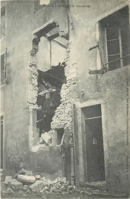 Ponte de Mousson bombardeado — vista dos danos em um edifício — editor Pont-à-Mousson, reprodução inédita, n° 4153