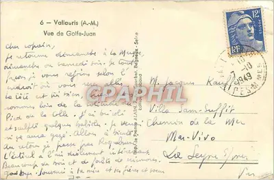 Vista di Golfe-Juan — Vallauris (A.-M.) — Editore Alain, serie 6 — Verso