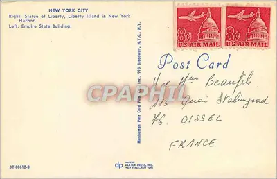 Estátua da Liberdade e arranha-céu Empire State — Nova York — editor Dexter Press Inc. — Verso