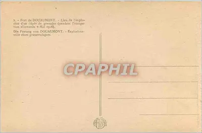 Fort Douaumont — miejsce wybuchu magazynu granatów podczas niemieckiej okupacji — — Rewers