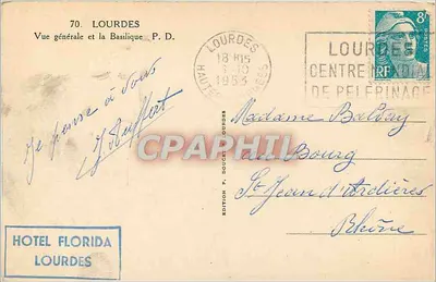 Lourdes — Ogólny widok i Bazylika — Wydawnictwo P. Doucet — Rewers