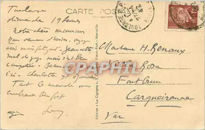 Sète — Vista geral e Mont Saint-Clair — Edição « La Cigogne », Vieux-Port — Verso