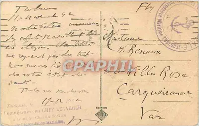 Toulouse — La Garonne — vue du canal avec édifice à droite — éditeur PONTA, n° 152 — Achterkant