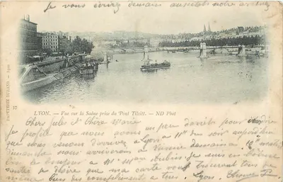 LYON — Vue sur la Saône prise du Pont Tilsitt — Papeterie Durand, n°37