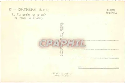 Châteaudun (E.-et-L.) — A Passarelle sobre o Loir no fundo, o Castelo — Éditions Gaby — Verso