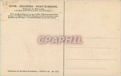 Fougères — A Torre Nichot e os muros de defesa — Cliché A. D. N° 177 — Verso