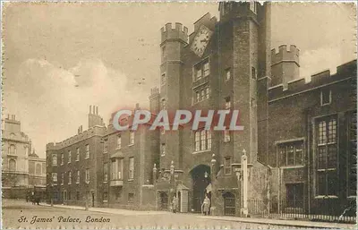 St. James' Palace, Londres — vista da entrada principal com torre e relógio — E. B. Herwood & Co. Ltd. (n° 3341194)