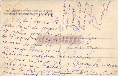 Pejzaż rzeki Cure w Vermenton (Yonne) — Wydawca H.S. — nr 84 — Rewers