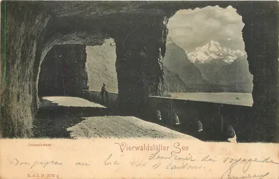 Lago de Vierwaldstätter See — Vista de uma gruta — R.&J. D. 3782 g
