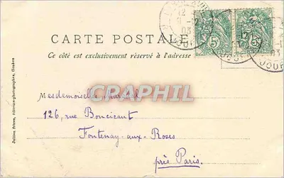 Dent du Midi — widok górski z lasem — wydawca Jallion Frères, Genewa — Rewers