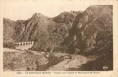 O NOVO MUNDO - Viaduto sobre o Allier e Montanha do Thord - Editor Elmy, n° 9894