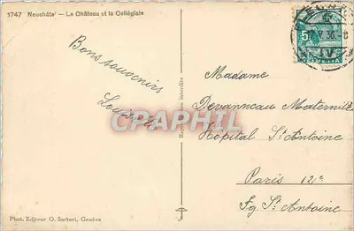 Neuchâtel — O Castelo e a Colegiada — Fot. Editor O. Sartori, Genebra — Verso