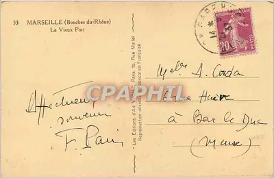 O Velho Port — Marselha (Bocas do Ródano) — Les Editions d'Art Yvon, Paris — Verso