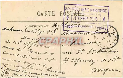 NARBONNE — Panorama van de Stad — onbekende uitgever, n°4 — Achterkant