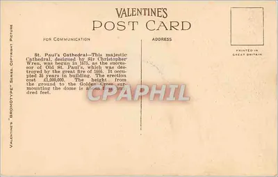 Katedra Świętego Pawła w Londynie — seria Valentin's 'Bromotype' nr 85595 — Rewers