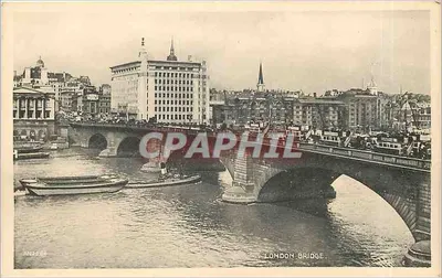Ponte de Londres — vista do rio com barcos — Série Valentine's Bromotype, n° 4428