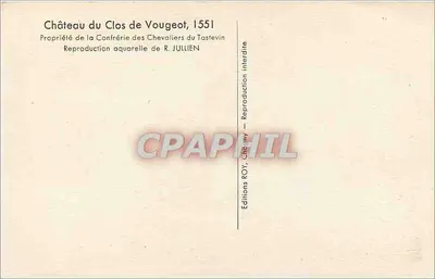 Castelo do Clos de Vougeot — 1551 — Edições ROY, Chegny — Verso