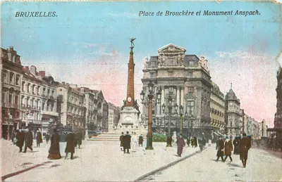 Bruxelas — Place de Brouckère e Monument Anspack — editor anônimo, número de série não visível