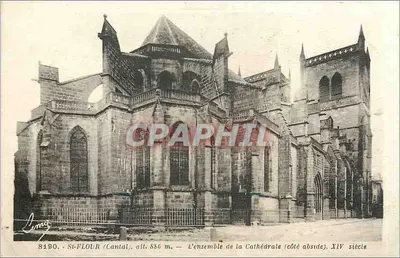 St-Floir (Cantal), alt. 886 m. — O conjunto da Catedral (lado da abside), XIVe século