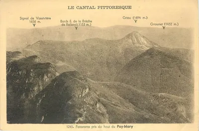 O Cantal pitoresco — Panorama tirado do alto do Puy-Mary — Editor: Éditions Mairroux-Laborie et Delprat, Aurillac