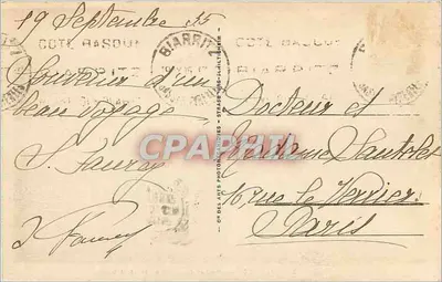 Biarritz - De Rocher de la Vierge in stormweer — n° 210 — Achterkant