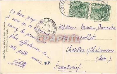 Heidelberg — widok z tarasu — Verlag von Zoller & Vogel, Darmstadt, nr 4653 — Rewers