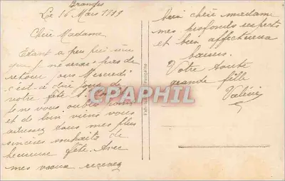 Fiolety w ozdobnym naczyniu — wydawca REX, nr 4182 — Rewers